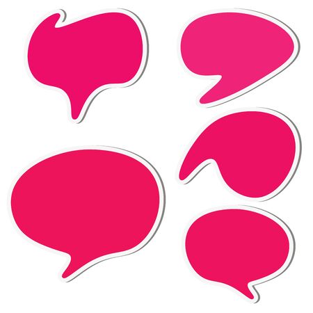 Set of red speech sticker bubbles. Vector illustration.のイラスト素材