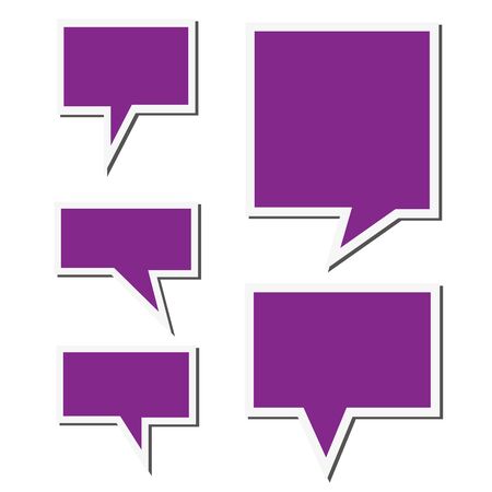 Set of purple sticker speech bubbles. Vector illustration.のイラスト素材