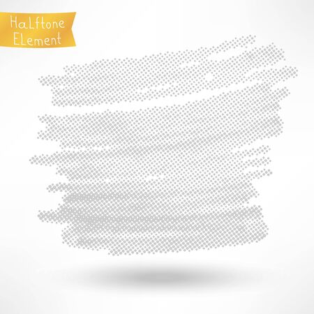 Gray halftone element, banner, texture, icon.  Dotted texture isolated on white. Vector illustration.のイラスト素材