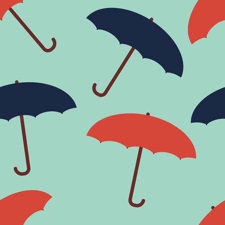Seamless pattern with cute umbrella in flat style.  Rainy weather. Vector illustration. のイラスト素材