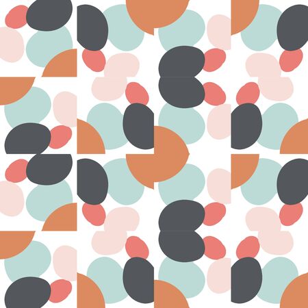 Abstract messy geometric seamless pattern with uneven shapes. Colorful background. Vector illustration.のイラスト素材