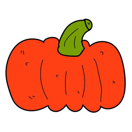 Cartoon linear doodle retro pumpkin isolated on white background. Vector illustration.のイラスト素材