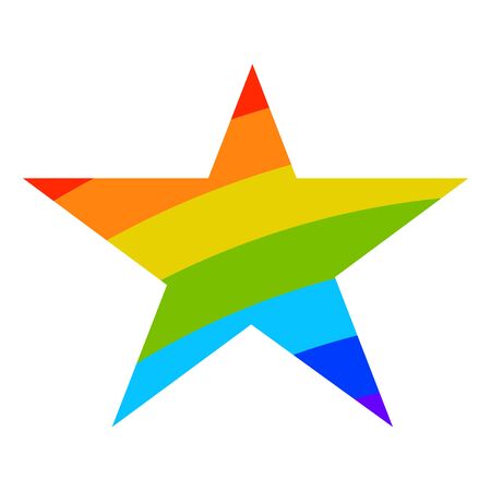 Cartoon star with rainbow texture in flat style isolated on white background. Vector illustration.のイラスト素材