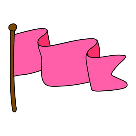 Cartoon doodle retro waving flag isolated on white background. Vector illustration.のイラスト素材