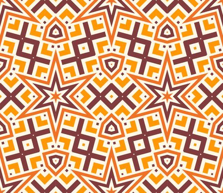 Geometric seamless pattern with different shapes, stars. Striped ethnic card. African tribal background. Vector illustration.のイラスト素材