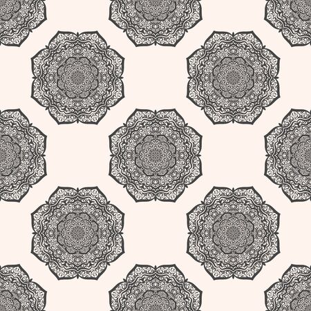 Abstract seamless pattern with mandala flower. Mosaic, tile. Floral background. Vector illustration.のイラスト素材
