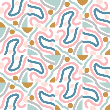 Abstract geometric seamless pattern. Tile background. Infinity wrapping paper with different shapes. Creative texture. Vector illustration.のイラスト素材