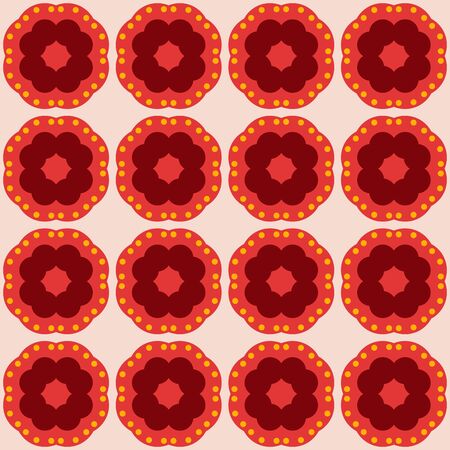 Colorful cartoon geometric seamless pattern with dots, circles. Geo background. Vector illustration.のイラスト素材