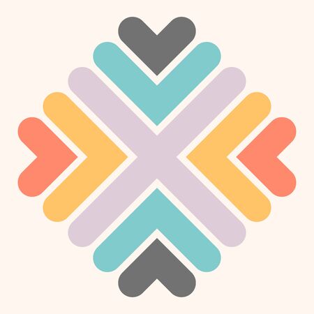 Cute cartoon striped shape in flat style isolated on white background. Geometric  icon. Vector illustration.のイラスト素材