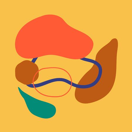 Abstract modern card in flat style with uneven geometric shapes. Geo spotted background. Vector illustration.   のイラスト素材