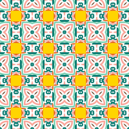 Abstract bright modern geometric seamless pattern. Art deco geo background. Popular tile infinity backdrop. Vector illustration.のイラスト素材