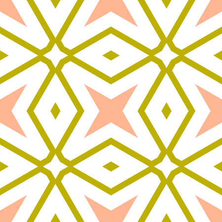 Cartoon geometric linear seamless pattern. Fantasy oriental mosaic background with different geo shapes. Arabesque tile wrapping paper. Vector illustration.のイラスト素材