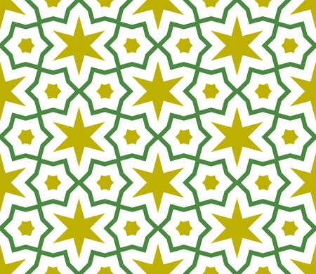 Cartoon geometric linear seamless pattern. Fantasy oriental mosaic background with different geo shapes. Arabesque tile wrapping paper. Vector illustration.のイラスト素材