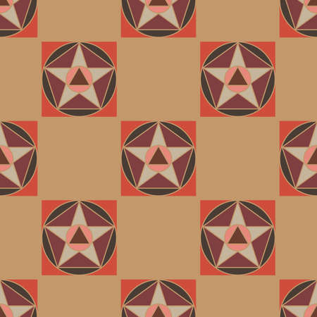 Cartoon colorful geo seamless pattern. Fantasy polka dot background. Geometric star, fantasy symbol. Vector illustration.のイラスト素材
