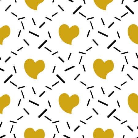 Colorful cartoon heart in flat style seamless pattern. Romantic polka dot background. Valentin's day...