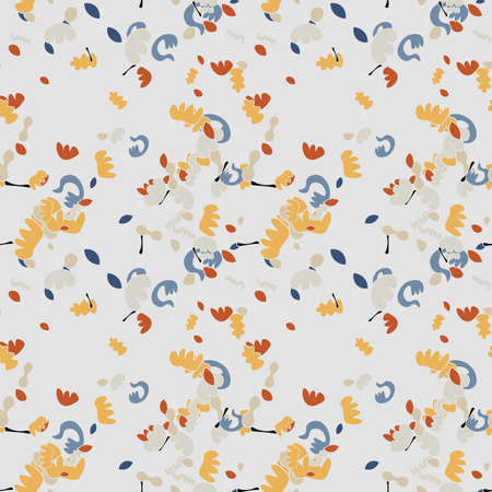 Abstract cartoon seamless pattern with different shapes. Messy background. Vector illustration.