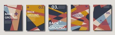 Abstract set of backgrounds with colorful chaotic triangles, polygons. Geometric posters, Social...