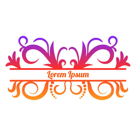 Colorful gradient abstract curly element for design, swirl, curl. Divider, frame isolated on white background. Vector illustration.のイラスト素材