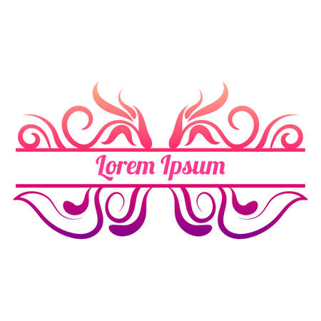 Colorful gradient abstract curly element for design, swirl, curl. Divider, frame isolated on white background. Vector illustration.のイラスト素材