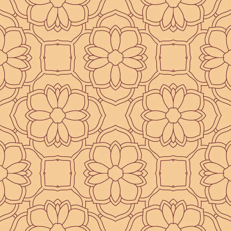 Fantasy seamless pattern with decorative mandala. Abstract round doodle floral background. Floral geometric infinity background. Wrapping paper, textiles, fabric. Vector illustration.のイラスト素材