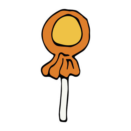Cartoon doodle linear candy, lollipop isolated on white background. Vector illustration.のイラスト素材
