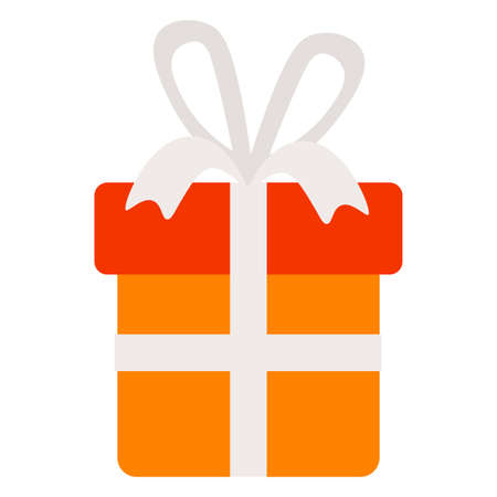 Cute cartoon icon of a present, gift with a bow isolated on white background. Vector illustration.のイラスト素材