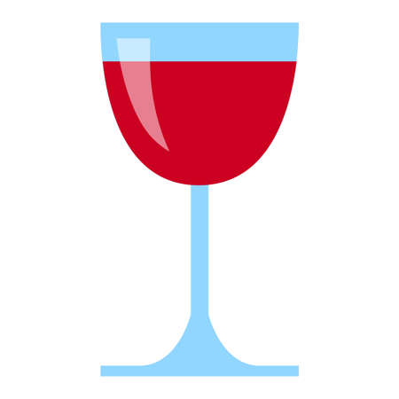 Cute glass of wine in flat style isolated on white background. Drink icon. Vector illustration.のイラスト素材