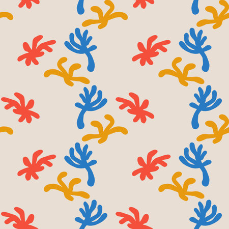 Matisse organic shapes, splashes seamless pattern. Fantasy creative background. Uneven shapes.のイラスト素材