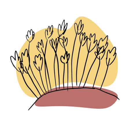 Colorful fantasy doodle cartoon millet flower isolated on white background. Vector illustration.のイラスト素材