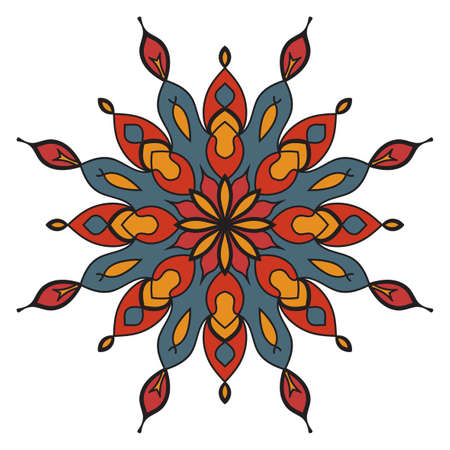 Cute Mandala. Ornamental round doodle flower isolated on white background. Geometric decorative ornament in ethnic oriental style.のイラスト素材