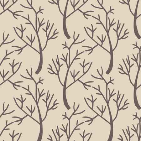 Cute cartoon branches seamless pattern. Background with plant, branch. Wrapping paper, textile.のイラスト素材