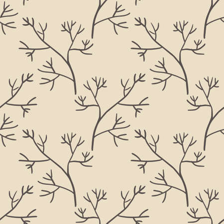 Cute cartoon branches seamless pattern. Background with plant, branch. Wrapping paper, textile.のイラスト素材