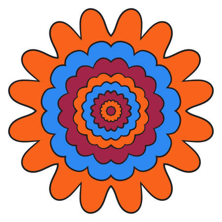 Cute Mandala. Ornamental round doodle flower isolated on white background. Geometric decorative ornament in ethnic oriental style.のイラスト素材