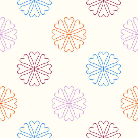 Abstract seamless pattern with mandala flower. Mosaic, tile, polka dot. Floral background.のイラスト素材