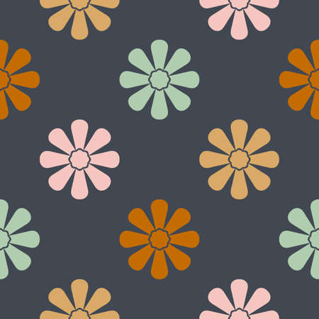 Abstract seamless pattern with mandala flower. Mosaic, tile, polka dot. Floral background.のイラスト素材
