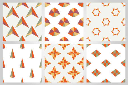 Set of abstract creative fantasy geometric seamless pattern with different colorful shapes. Creative...