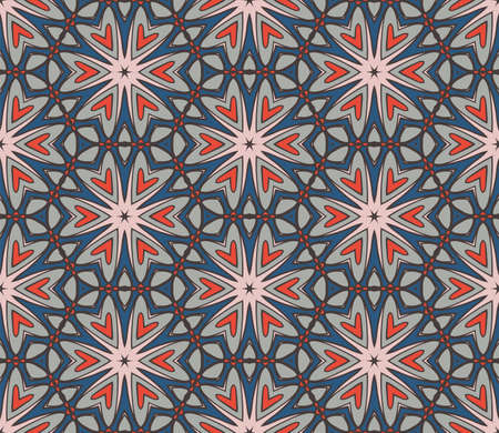 Abstract colorful doodle flower seamless pattern. Floral background. Mosaic, tile of thin line...