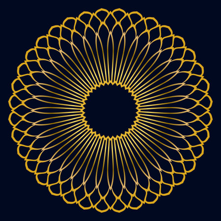 Cute gold Mandala. Ornamental round doodle flower isolated on white background. Geometric decorative ornament in ethnic oriental style.のイラスト素材