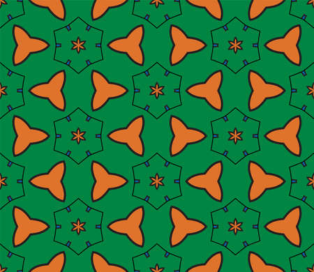 Abstract colorful doodle flower seamless pattern. Floral background. Mosaic, tile of thin line ornament.のイラスト素材