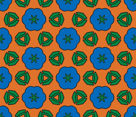 Abstract colorful doodle flower seamless pattern. Floral background. Mosaic, tile of thin line ornament.のイラスト素材