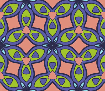 Abstract colorful doodle flower seamless pattern. Floral geometric background. Mosaic, tile of thin...