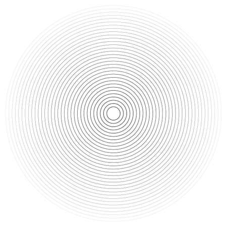 Concentric linear circles, neutral round element. Halftone outline element isolated on white background.のイラスト素材