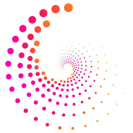 Dotted, dots, speckles abstract concentric circle. Spiral, swirl, twirl element. Circular and radial...