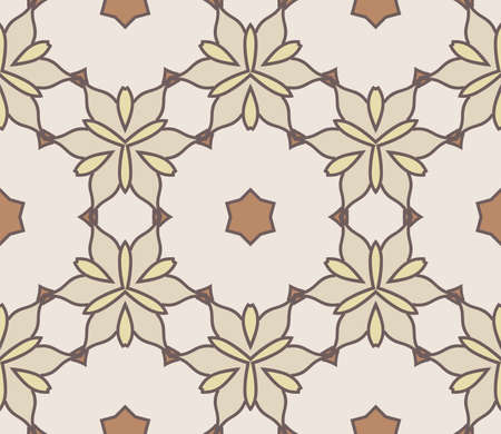 Abstract colorful doodle flower seamless pattern. Floral geometric background. Mosaic, tile of thin line ornament.のイラスト素材