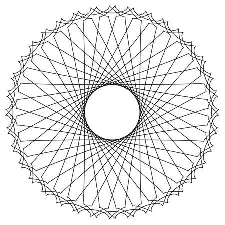 Abstract linear round rosette isolated on white background. Thin line logo. Geometric shape.のイラスト素材