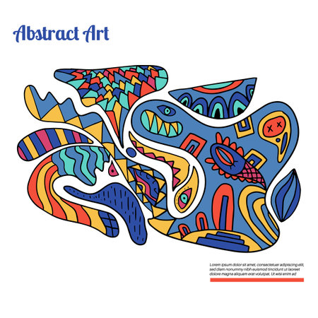 Cute abstract doodle artistic sketch isolated on white background. Crazy messy doodle art with different shapes, curls. Fantasy card.のイラスト素材