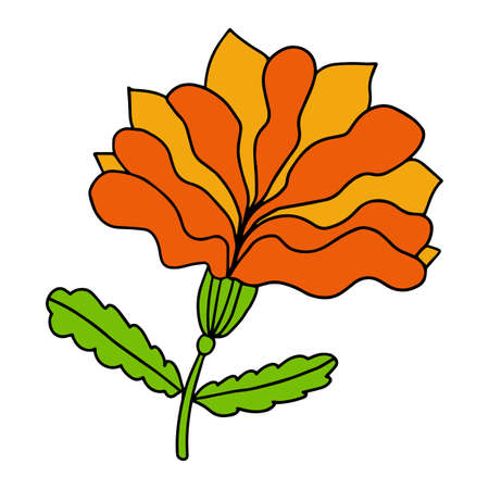 Groovy Hippie Flower. Positive 70s retro flower print.のイラスト素材