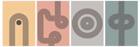 Set of modern aesthetic minimalist mid century style abstract backgrounds. Wall art print design....