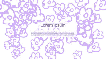 Fantasy ditsy floral doodle shapes background. Messy abstract card layout. Creative cute landing page or business background. Advertisement cover, wedding card.のイラスト素材