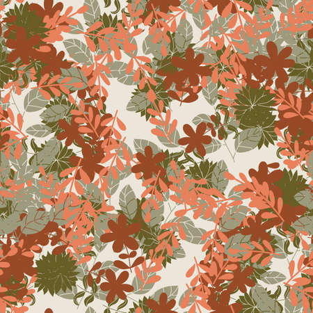 Abstract colorful doodle flower with curls seamless pattern. Messy fantasy floral background.のイラスト素材